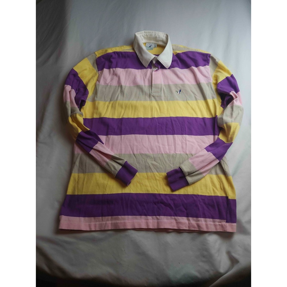 Vintage 90s Flying Scotsman Rugby Shirt Men L Preppy Gorpcore Sporty Striped USA